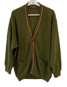 Malagrida Made in Italy Cardigan Sweater Men’s L Olive Green Wool Blend Vtg #117 - Picture 1 of 8