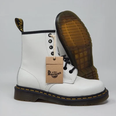 Dr. Martens 11822 Botas de Combate al Tobillo Para Hombre Talla 4 Para Mujer 5 Cuero Blanco Nuevas Foto 1 de 4