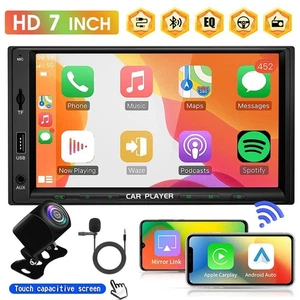 DSP CarPlay Android Auto 7" Double DIN Car Stereo Radio Head Unit Reverse Camera - Picture 1 of 15