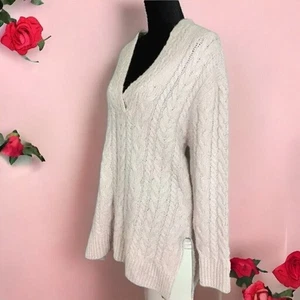 Cloth By RD Womens New Small Sweater Stretch Oversized V Neck Side Slits Pink - Picture 1 of 16