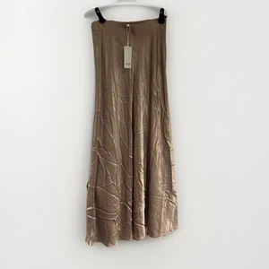 Seed Heritage Satin Midi Swing Skirt, Cookie Colour, Size 6 Womens, BNWT - Picture 1 of 9