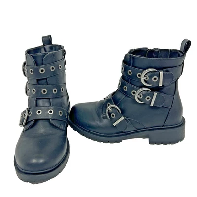 TORRID Moto Combat Boots Buckle Ankle Bootie Womens 8WW Punk Goth Chunky Heel - Image 1 of 4