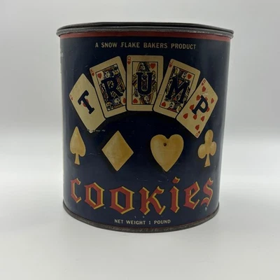 Antigua lata de galletas TRUMP, copos de nieve para panaderos / Pacific Coast Biscuit Co Foto 1 de 4