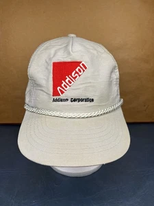 Vintage Addison Corporation Red Embroidered Logo Silver SnapBack Hat - Picture 1 of 8