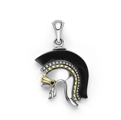 🆕LAGOS Himno Plata de Ley Oro 18K Ágata Negra CASCO Amuleto Colgante Foto 1 de 4