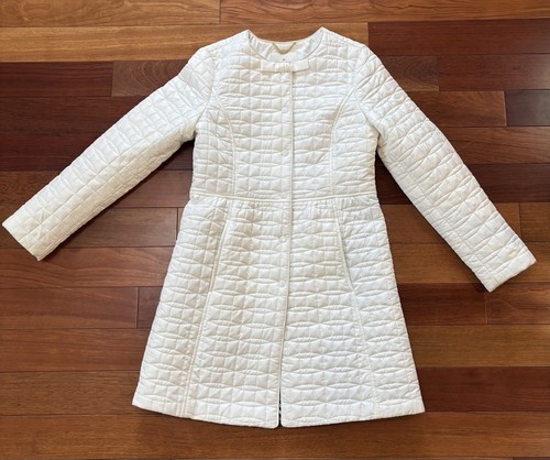 Kate Spade New York White Cream Quilted Midlength Jacket Coat Women’s M