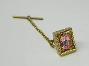 Vintage Brilliant Pink Rhinestone Tie Pin/Tack - Picture 1 of 2