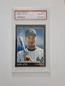 PSA 8 Derek JETER Pinnacle 1993 Graded Vintage Baseball Card Rookie Rare Yankees - Picture 1 of 4