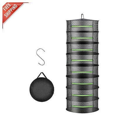 Estante de secado de hierbas de 2 pies y 8 capas con cremalleras verdes - Solución para ahorrar espacio Foto 1 de 4