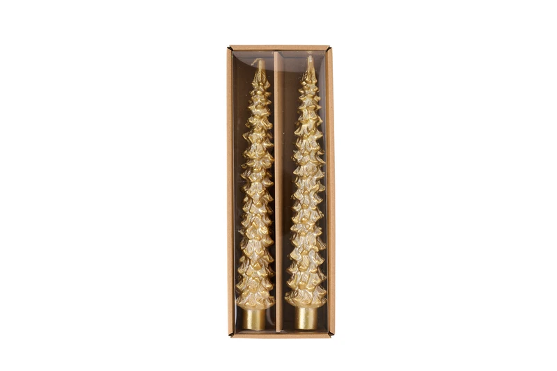 Mudpie - Gold Christmas Tree Taper Candle Set - 49800256GT - Image 1 of 2