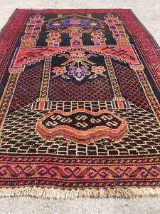 Authentic Hand Knotted Afghan Balouch Wool Area Rug 115x80cm