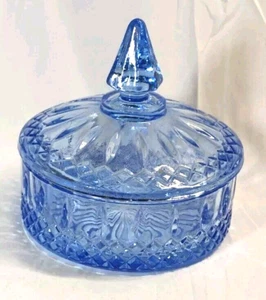 Plato de caramelo cubierto princesa azul hielo Indiana vintage con tapa 6" - Imagen 1 de 6