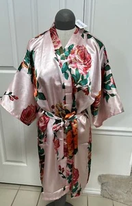 Peony Floral Silky Kimono Robe Bride Bridesmaid Dressing Robe XL NWT By QXQTER - Picture 1 of 24