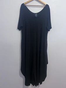 Taking Shape Sz 20 Black Stretch Poly Tulip Hem Short Sl Scoop Neck Maxi Dress - Picture 1 of 9