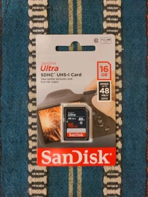 SanDisk Ultra 16GB SDHC UHS-1 Memory Card Brand New Sealed Mint Condition  - Image 1 of 2