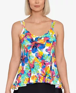 Swim Solutions Damen mehrfarbig bedruckt High-Low Tankini Oberteil, Größe 16 - Bild 1 von 4