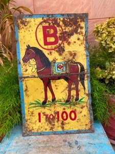 Vintage Sammlerstück handbemalte Litho PFERD 1 bis 100 B figürlich Blechschild Tafel - Bild 1 von 10