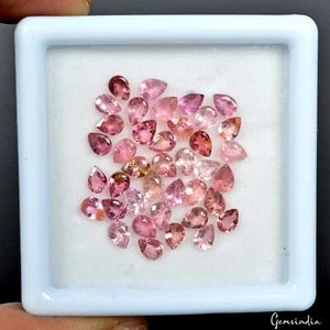 39 Pcs Natural Rubellite Pink Tourmaline 4x3mm Pear Cut Loose Gemstones 5.70 Cts - Picture 1 of 8