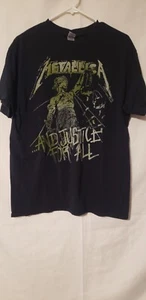 Black Metallica And Justice For All Reproduction T Shirt Gildan Size Large   - Picture 1 of 5