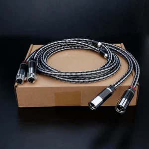Pair 16 Strands Braid OCC Wire Carbon Fiber Plug HiFi Audio Balanced XLR Cable - Picture 1 of 13