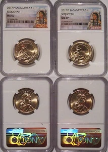 2017 P & D Native Sacagawea Dollar $1 NGC MS 67 Sequoyah 2 Coin Set - Picture 1 of 2