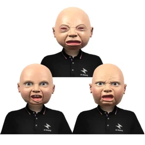 Masquerade Halloween Latex Funny baby Head mask Prank party Cosplay Costume Prop - Picture 1 of 8