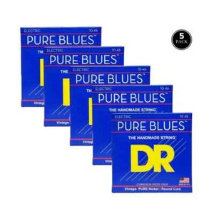 5 SETS DR Pure Blues MEDIUM PHR-10 Nickel Wrap 10-46 Electric Guitar Strings - Picture 1 of 6