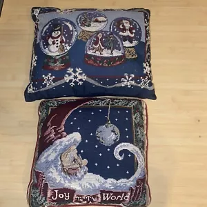 2 Vintage Weihnachtsmann Nadelkissen Winter Mond Kugel Wandteppich Urlaub - Bild 1 von 10