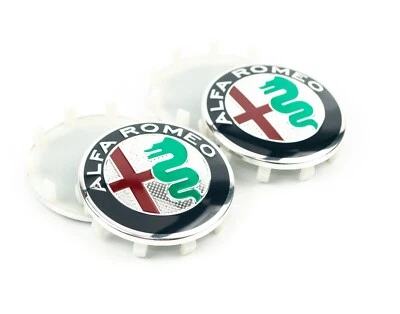 Juego de cuatro tapacubos centrales de rueda de 60 mm para Alfa Romeo 159 Brera Giulia Stelvio Foto 1 de 4