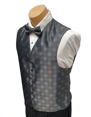 Perry Ellis Men's Tuxedo Vest & Bow Tie Set Grey Dark Silver Size ML Tall - Image 1 of 4