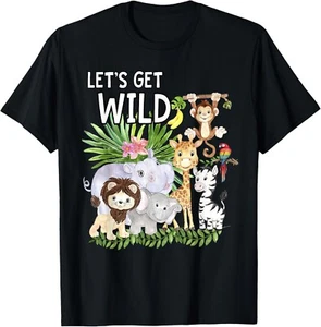 Let's Get Wild Zoo Animals Safari Party A Day At The Zoo Gift Unisex T-Shirt - Picture 1 of 4