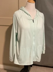 Diane Gilman 1X light green swing jacket with pockets and hood - Picture 1 of 5