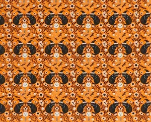 WITCHY WAYS by Cori Dantini - ORANGE & BLACK CATS, 100% Cotton Fabric, BTY - Picture 1 of 2