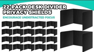 22-Pack Black Desk Dividers for Students, Plastic Study Carrel, Classroom Folder - Picture 1 of 7