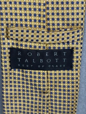 Corbata Robert Talbott para hombre dorada azul seda la mejor de su clase hecha en EE. UU. cosida a mano Foto 1 de 4