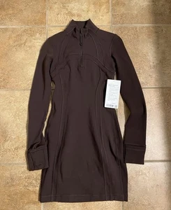 Lululemon Define Long Sleeve Dress Luon Size 2 Espresso ESPR NWT - Picture 1 of 4