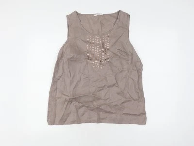 Marks and Spencer Women's Beige Linen Tank, Size 16 — 第 1/4 张图片