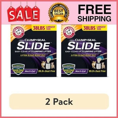 (Paquete de 2) ARM & HAMMER Clump & Seal Slide arena para gatos, fácil limpieza multi-gato Foto 1 de 4