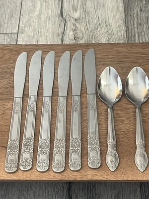 VTG Stanley Roberts, Verona 8 PCS Stainless Flatware 6 knives-8" & 2 spoons- 6" - Image 1 of 4