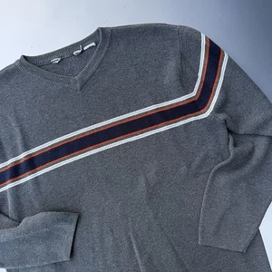 90s Quiksilver Wool Grey Sweater With Orange Stripe Around Shoulders Surfer - Picture 1 of 8