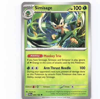 Simisage Uncommon SV04: Paradox Rift 005/182 NM Pokemon - Image 1 of 2