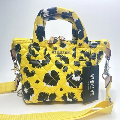 MZ WALLACE Micro Sutton Crossbody/Satchel Bag Yellow Leopard New w/Tags - Image 1 of 4