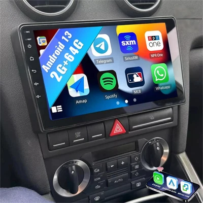 KHH Für Audi A3 8P 2003-2013 Carplay Android 13.0 Autoradio BT GPS Navi DAB+ 2+64GB