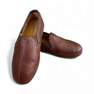 Zapatillas de cuero sin cordones LL Bean marrón talla 8 piel de alce para hombre Foto 1 de 4