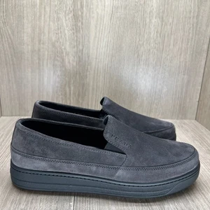 Prada Suede Slip-On Sneakers Size 37.5 Low Top Elastic Side Gores Round Toe Gray - Picture 1 of 13