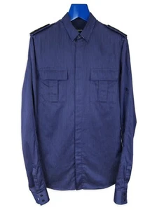 Balmain Navy Nadelstreifen Militärhemd AW13 Gr. 37 XS - Bild 1 von 12