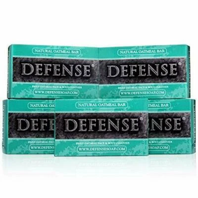 DEFENSE Soap OATMEAL Bar 4 oz - (5 PACK) - 100% Natural - Tea Tree - Eucalyptus - Image 1 of 2