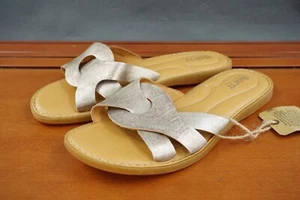 Børn Isabella Slide Sandal Women's 9 Gold Leather Slip On Flat Comfort Shoes - Picture 1 of 10