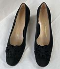 Salvatore Ferragamo black sued women shoes size 5 low heels