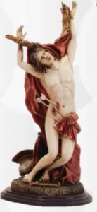 Statua di San Sebastiano cm 40 in marmo resina piena decorata a mano artigianale - Foto 1 di 1